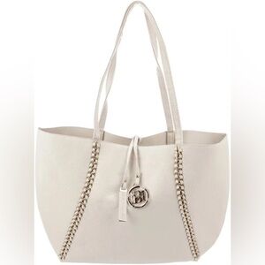 NWT Badgley Mischka Off White Vegan Leather Chain Tote Bag